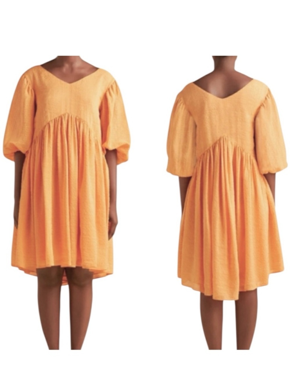 EUC Merlette Miller Linen Silk Blend Textured Dress Orange Medium Retail $540.00